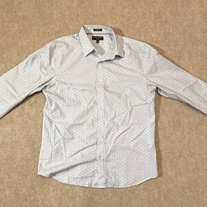Banana Republic Shirt Mens L Non Iron Blue Dots and Flowers Untucked Button Down